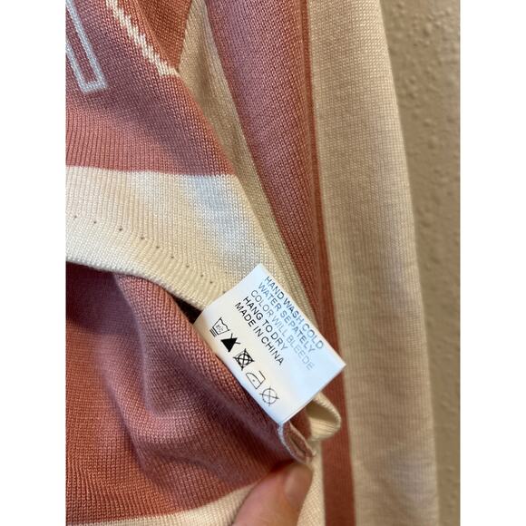 NWT Lavish Balboa Crop Sweater Landon Top Size L Long Sleeve Crewneck pink white - Picture 6 of 11